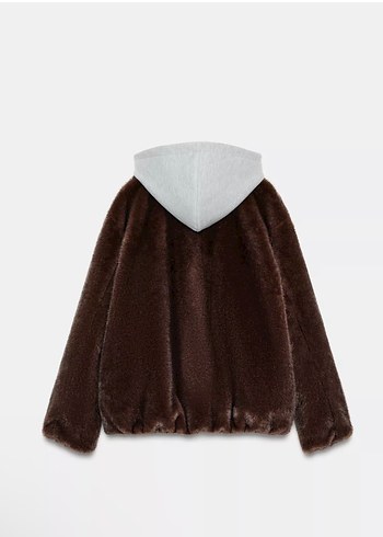 Zara Kapüşonlu Suni Kürk Ceket - Görsel 5