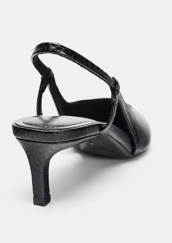 Zara  Siyah Kabartmalı Arkası Açık Ayakkabı - Görsel 3