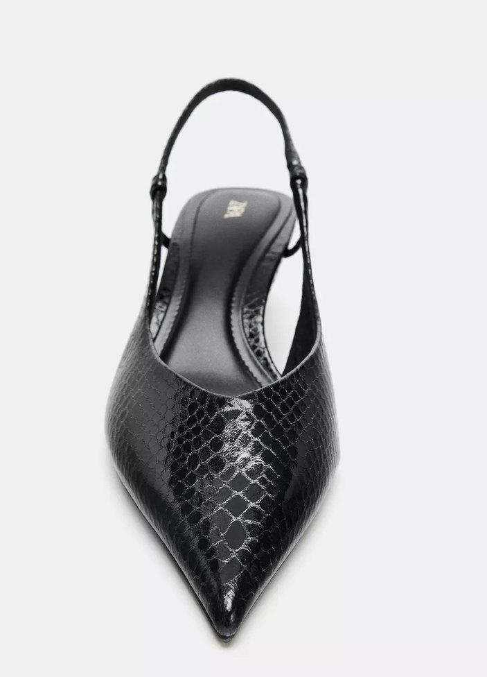 Zara  Siyah Kabartmalı Arkası Açık Ayakkabı - Görsel 2