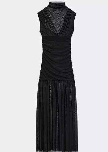 Zara Drapeli Yüksek Yakalı Uzun Elbise - Görsel 2