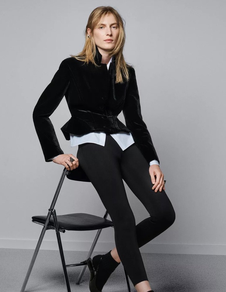 Zara Siyah Kadife  Düğmeli Kadın ceket - Görsel 3