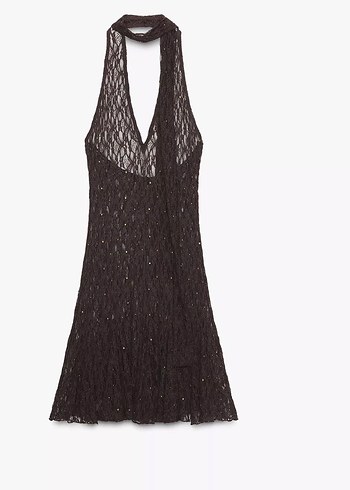 Zara Zımba Detaylı Fularlı Elbise - Görsel 3