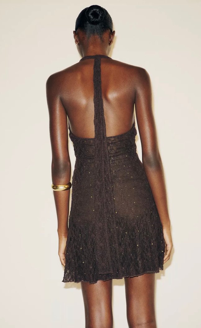 Zara Zımba Detaylı Fularlı Elbise - Görsel 2