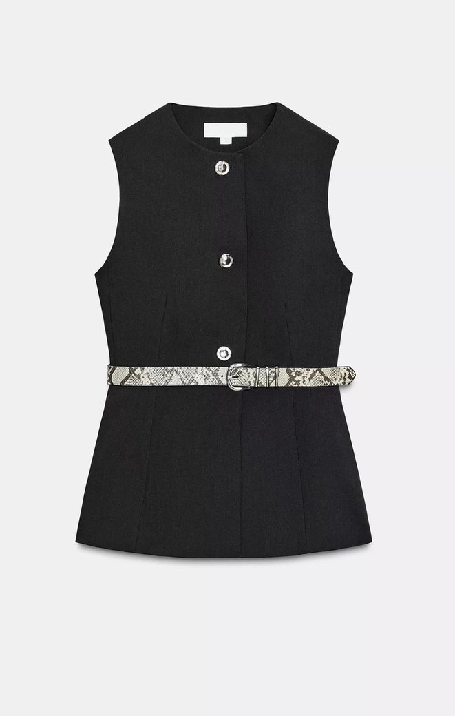 Zara Kemer Detaylı Siyah  Kadın Yelek - Görsel 3