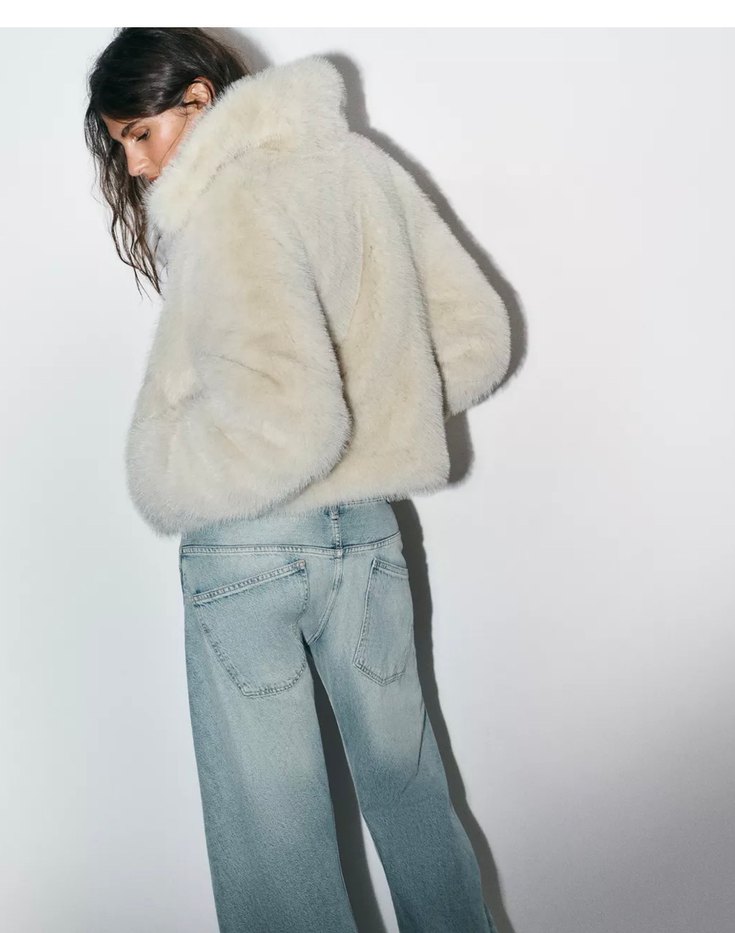 Zara Yüksek Yaka Peluş Kadın Ceket - Görsel 4