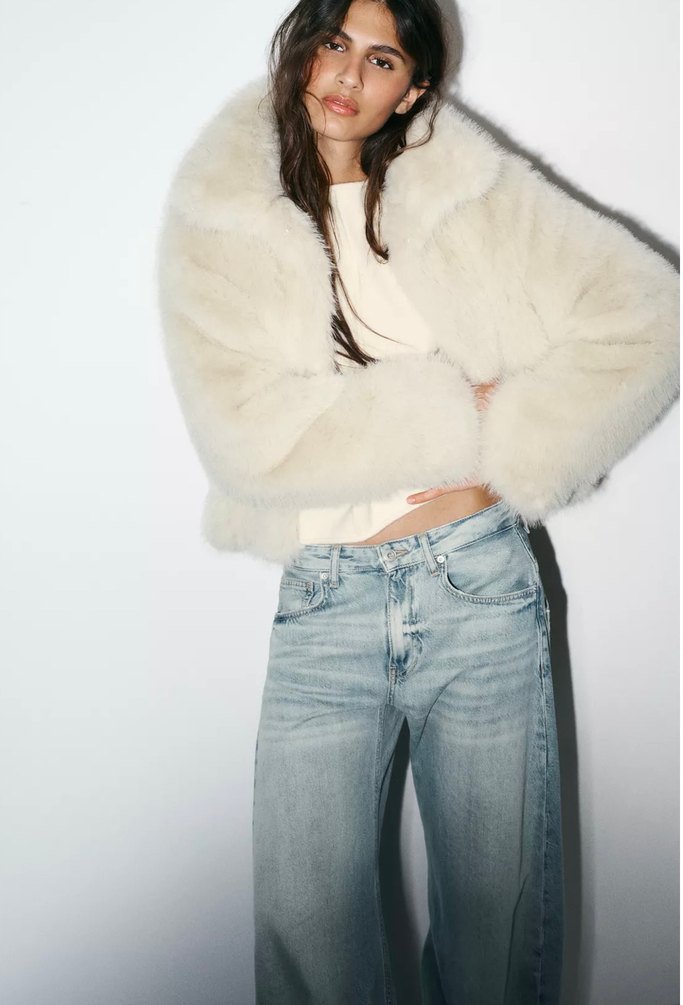 Zara Yüksek Yaka Peluş Kadın Ceket - Görsel 3