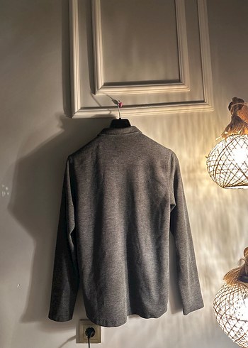 LTB Erkek LTB Marka Gri Uzun Kollu Kalın Kumaş Keten Gömlek