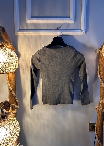 Gri Damla Yaka Bluz - Görsel 6