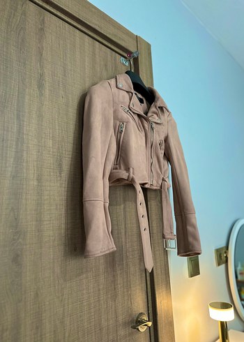 Pull and bear süet pudra renk ceket - Görsel 8