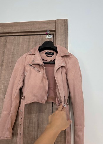 Pull and bear süet pudra renk ceket - Görsel 3