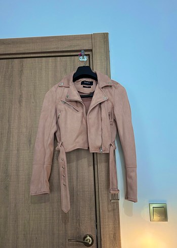 Pull and bear süet pudra renk ceket - Görsel 7