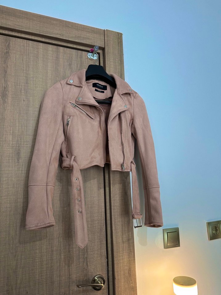 Pull and bear süet pudra renk ceket - Görsel 2