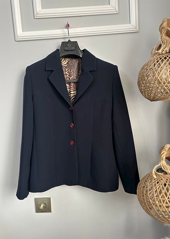 Lacivert Classıc düğmeli kadın blazer - Görsel 4