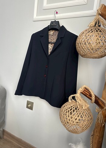 Lacivert Classıc düğmeli kadın blazer - Görsel 10