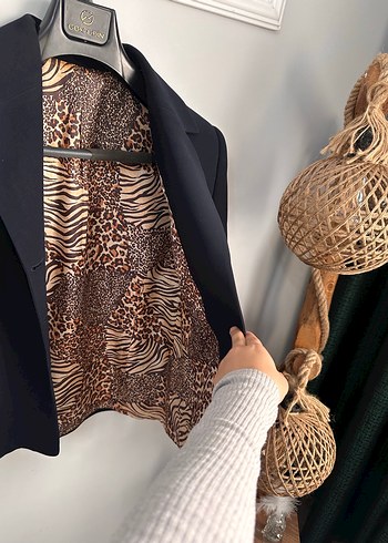 Lacivert Classıc düğmeli kadın blazer - Görsel 7