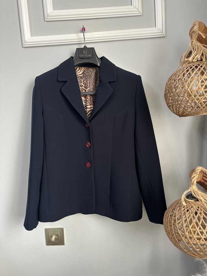 Lacivert Classıc düğmeli kadın blazer - Görsel 4