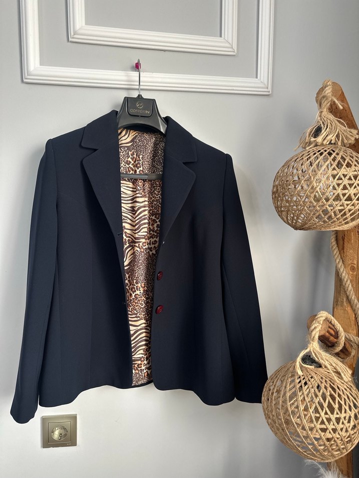 Lacivert Classıc düğmeli kadın blazer - Görsel 5