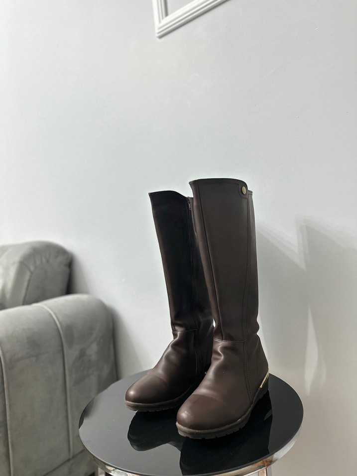 Miss F Hakiki Deri Kahverengi Çizme - Görsel 2