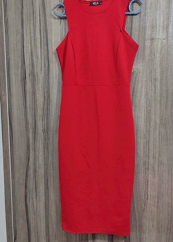 Şık Kesim Kırmızı Midi Boy Kalem Elbise - Görsel 4