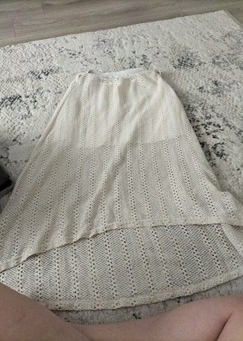 Dantel Detaylı Bohem Uzun Örgü Etek