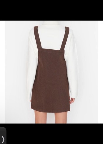 Kahverengi Süet Kadın Midi Salopet - Görsel 2