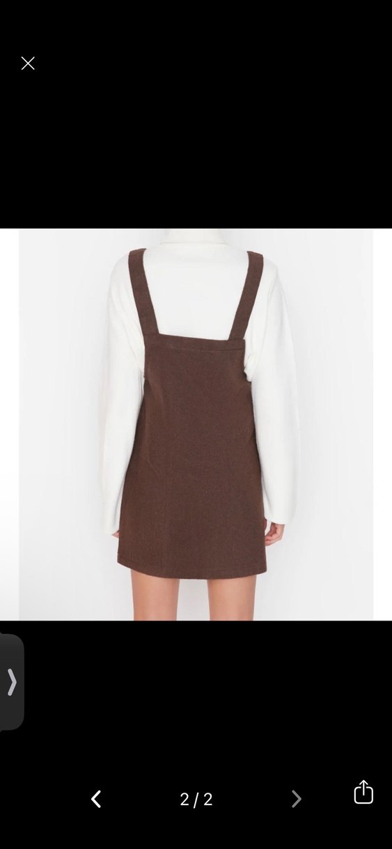 Kahverengi Süet Kadın Midi Salopet - Görsel 2