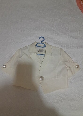 Krem Kısa Blazer Ceket