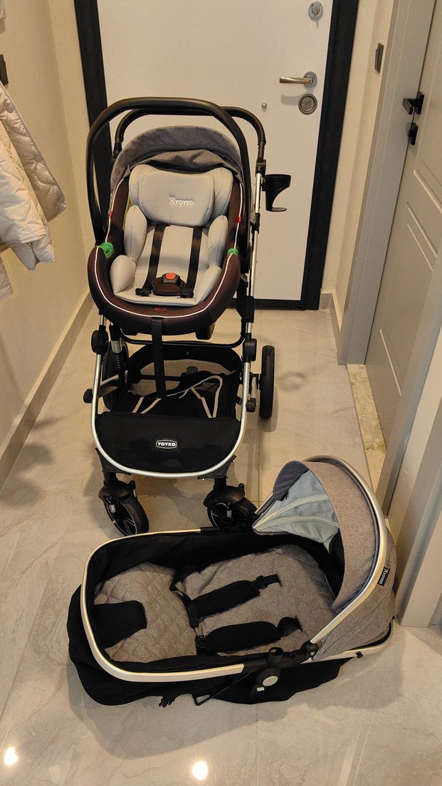 Yoyko Ultimate 3'ü 1 Arada Gri Bebek Arabası - Görsel 3