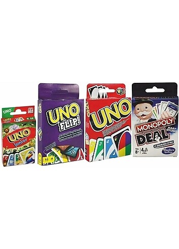Uno, Monopoly, Uno Flip Ve Uno Junior 4'lü Ekonomik Set
