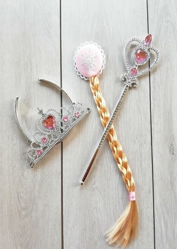 Karlar Ülkesi Frozen Elsa Taç Saç Asa Set Pembe - Görsel 2