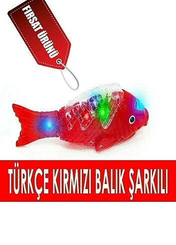 Kırmızı Balık Müzikli Işıklı Sesli Yürüyen Balık 23 Cm Pilli Oyu