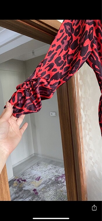 m Beden çeşitli Renk Kırmızı leopar elbise