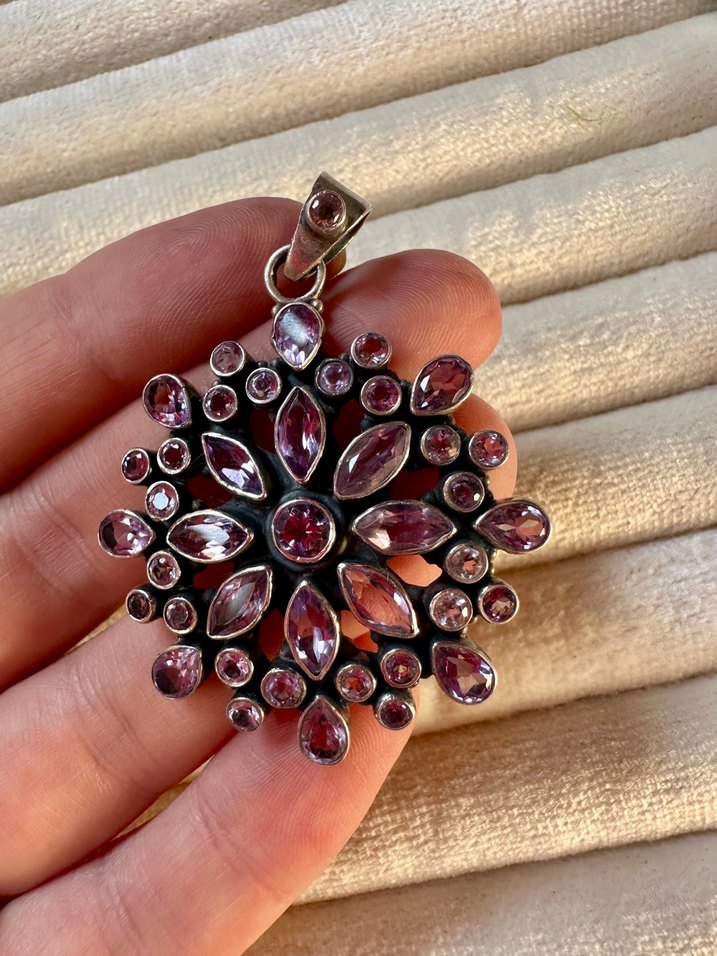 Mor Payetli Vintage Bohem Kolye Ucu - Görsel 4