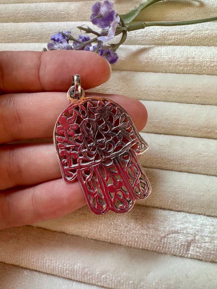 Gümüş 925  Bohem Fatma El Figürlü Kolye - Görsel 2