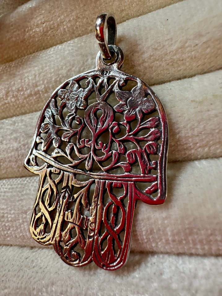 Gümüş 925  Bohem Fatma El Figürlü Kolye - Görsel 3