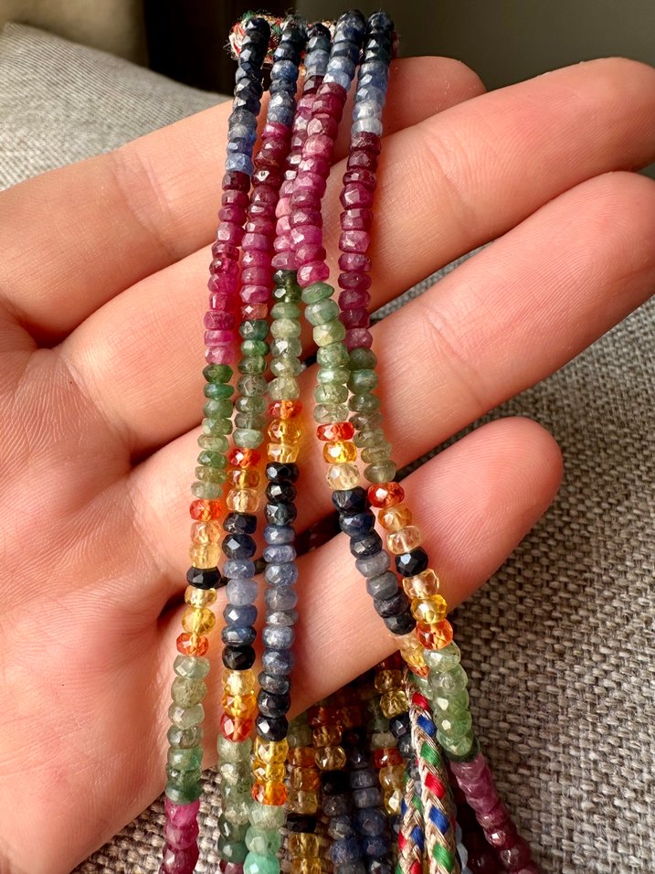Uzun Çok Renkli doğal taşlı Kolye - Görsel 2