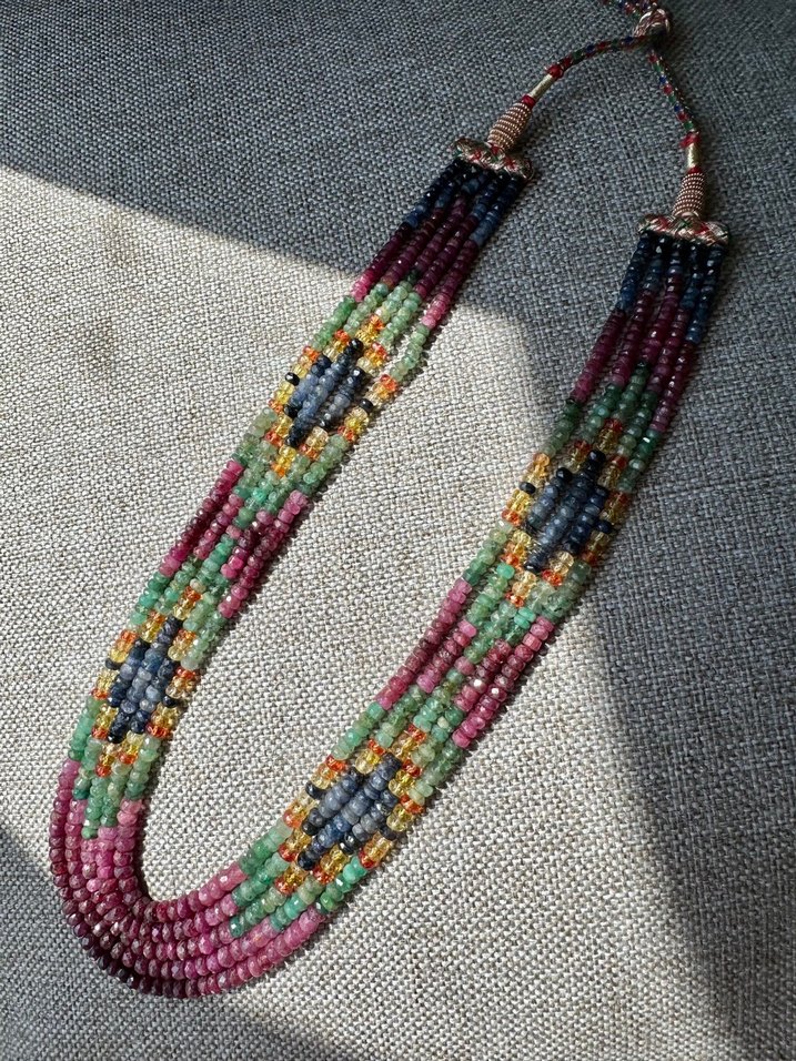 Uzun Çok Renkli doğal taşlı Kolye - Görsel 4