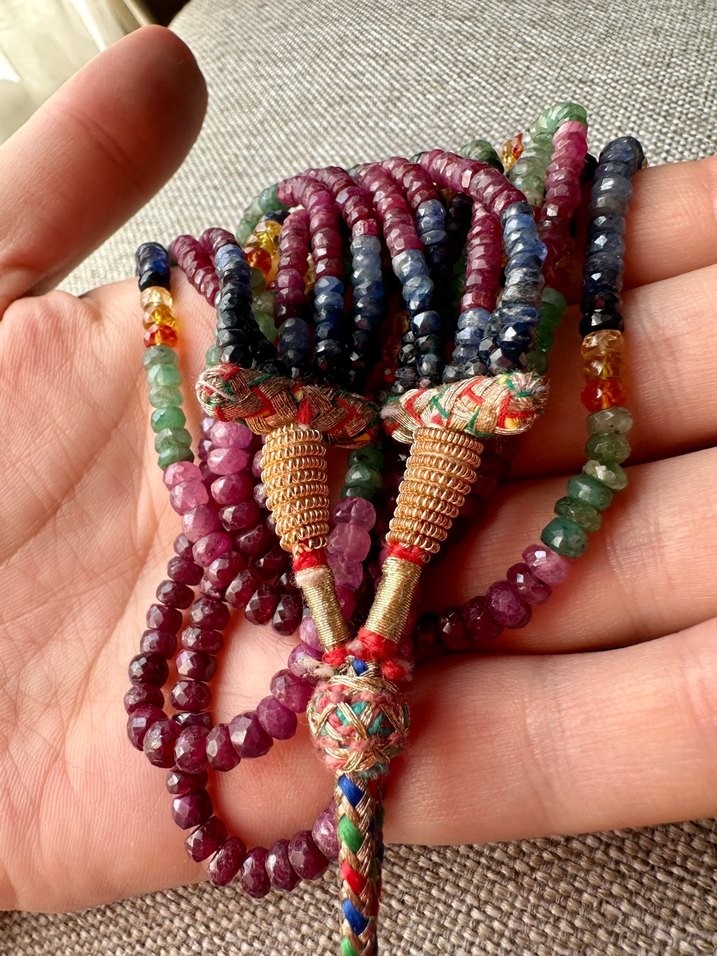 Uzun Çok Renkli doğal taşlı Kolye - Görsel 3