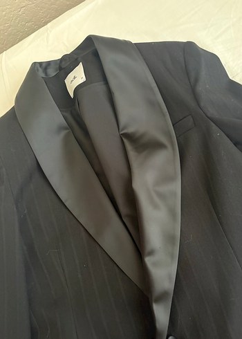 Siyah Kadın İpek Görünümlü Düğmeli Blazer - Görsel 2