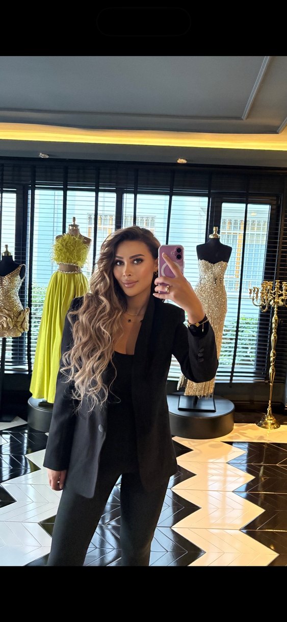 Siyah Kadın İpek Görünümlü Düğmeli Blazer - Görsel 3