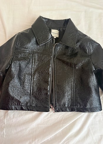 Kadın Siyah Deri Biker Ceket - Görsel 2