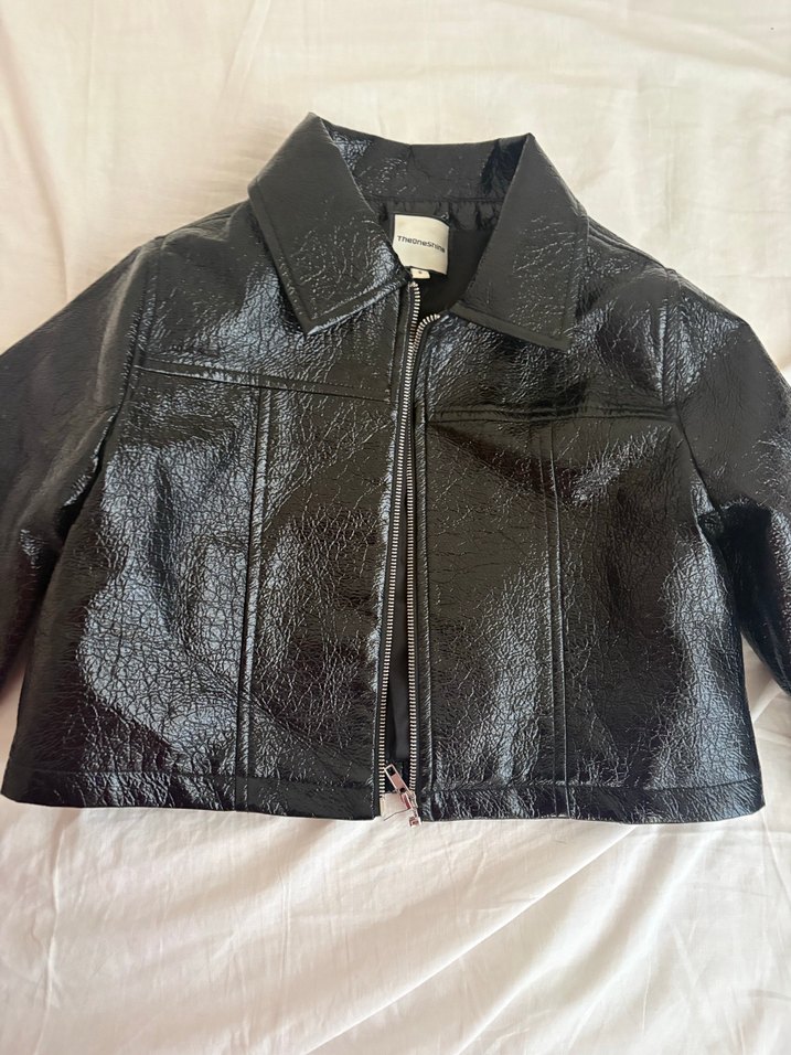 Kadın Siyah Deri Biker Ceket - Görsel 2