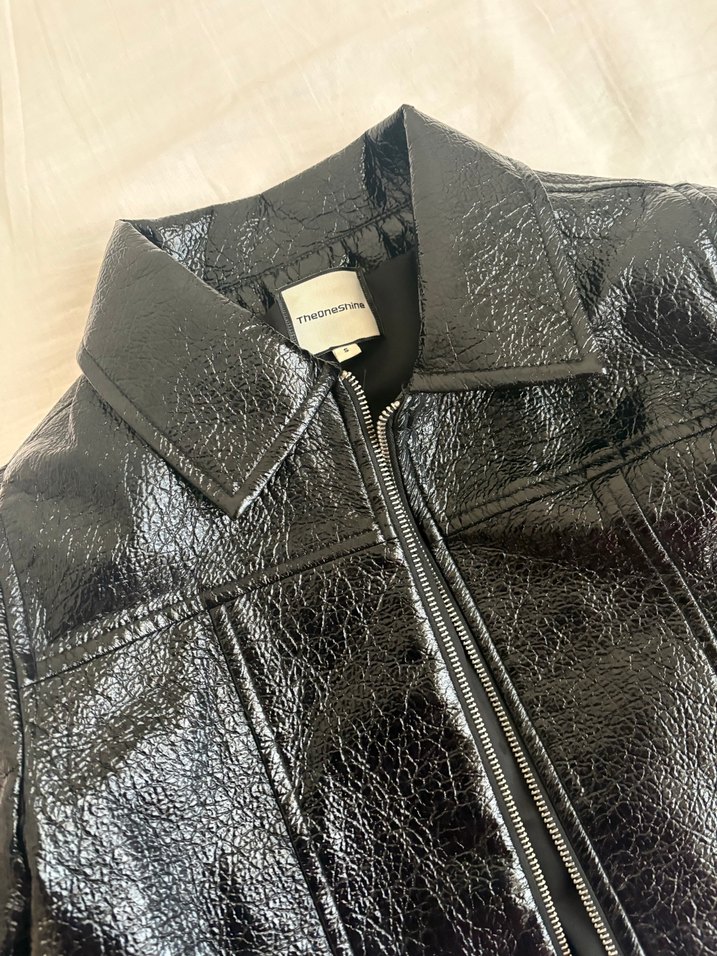 Kadın Siyah Deri Biker Ceket - Görsel 3