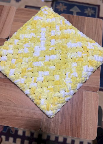 Renkli Sarı Çocuk Örgü Battaniye - Görsel 2