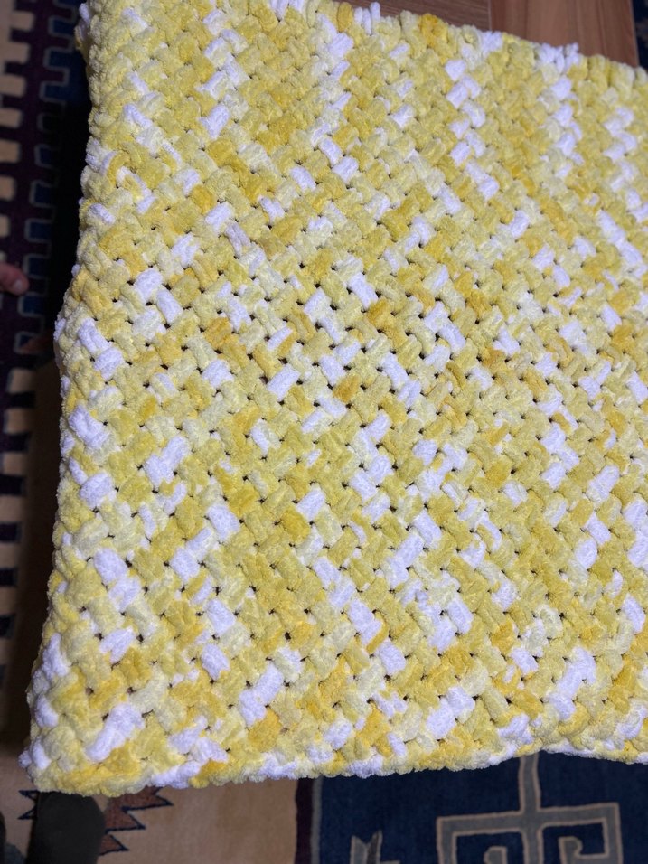 Renkli Sarı Çocuk Örgü Battaniye - Görsel 3