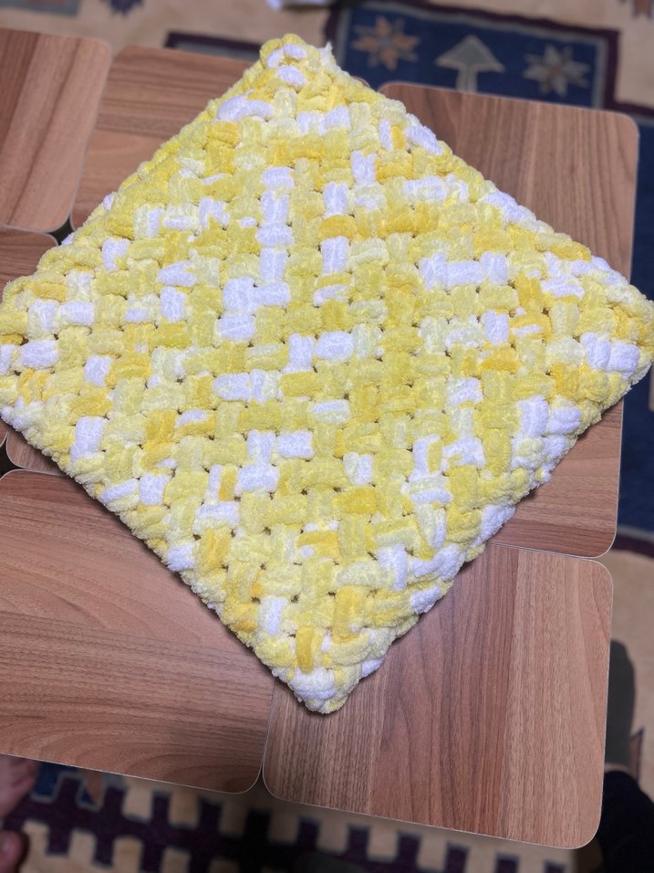 Renkli Sarı Çocuk Örgü Battaniye - Görsel 2