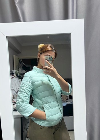 Pastel Mint Renkli Şişme Kadın Mont