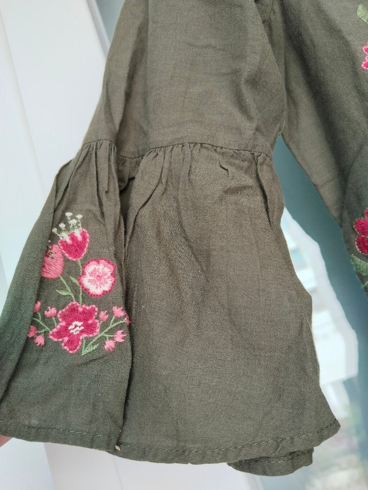 Nakışlı Uzun Kollu Bohem Kız Elbisesi - Görsel 5