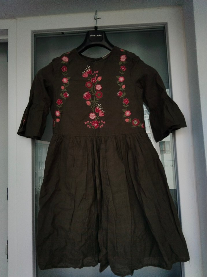 Nakışlı Uzun Kollu Bohem Kız Elbisesi - Görsel 2