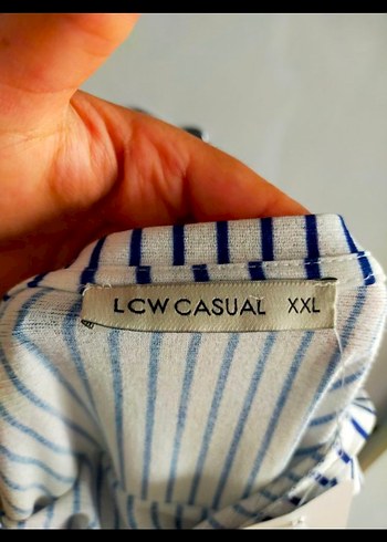 Dantel Detaylı Çizgili Kadın Bluz - Görsel 2